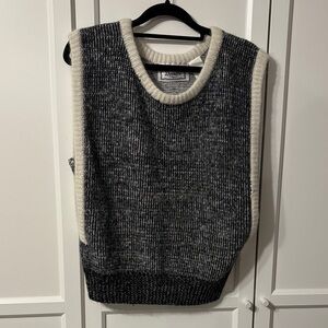 Black and Cream Crewneck Sweater Vest